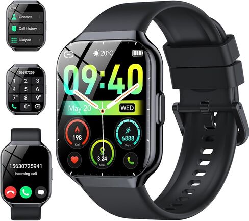 Smart Watch for Men Women, 1.96" Smartwatch (Answer/Make Call), IP68 Waterproof Fitness Tracker, 112+ Sport Modes, Heart Rate and Sleep Monitor, Pedometer, Smartwatches for Android iOS, Dark Blue in Kuwait