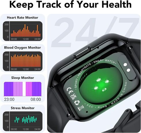 Smart Watch for Men Women, 1.96" Smartwatch (Answer/Make Call), IP68 Waterproof Fitness Tracker, 112+ Sport Modes, Heart Rate and Sleep Monitor, Pedometer, Smartwatches for Android iOS, Dark Blue in Kuwait