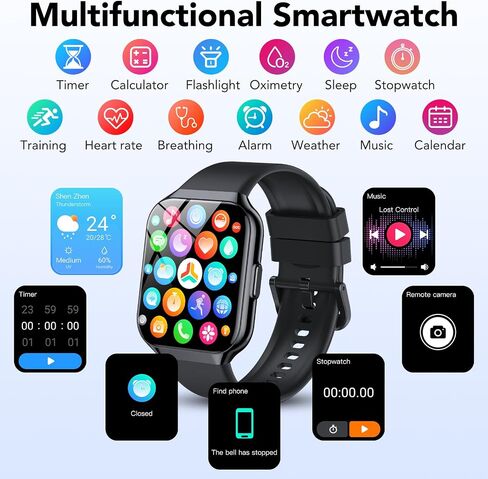 Smart Watch for Men Women, 1.96" Smartwatch (Answer/Make Call), IP68 Waterproof Fitness Tracker, 112+ Sport Modes, Heart Rate and Sleep Monitor, Pedometer, Smartwatches for Android iOS, Dark Blue in Kuwait