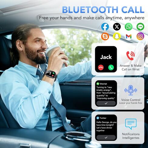 Smart Watch for Men Women, 1.96" Smartwatch (Answer/Make Call), IP68 Waterproof Fitness Tracker, 112+ Sport Modes, Heart Rate and Sleep Monitor, Pedometer, Smartwatches for Android iOS, Dark Blue in Kuwait