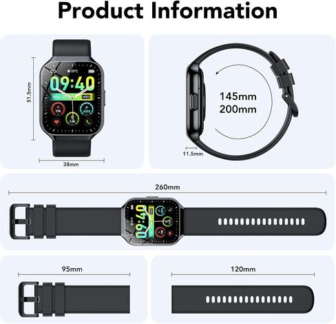 Smart Watch for Men Women, 1.96" Smartwatch (Answer/Make Call), IP68 Waterproof Fitness Tracker, 112+ Sport Modes, Heart Rate and Sleep Monitor, Pedometer, Smartwatches for Android iOS, Dark Blue in Kuwait