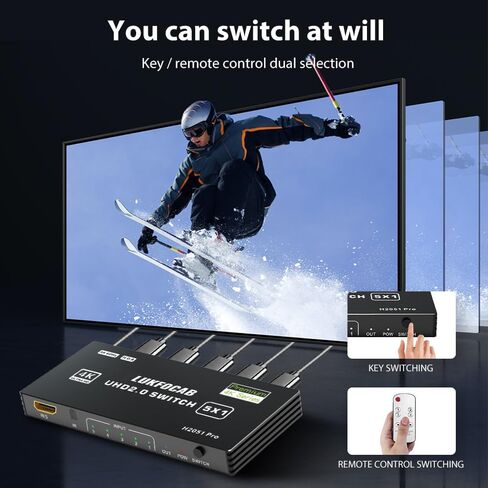 HDMI 2.0 Switch 3 in 1 Out, 4K 60Hz UHD 3 Port HDMI Selector Box, Auto Switch with IR Remote Control Support HDCP 2.2 HDR10 3D 18Gbps, Compatible with Xbox PS5/4/3 Fire Stick Roku DVD Player PC HDTV in Saudi Arabia