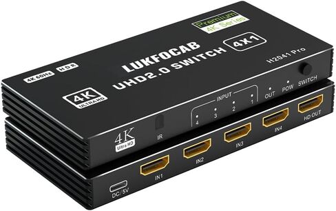 HDMI 2.0 Switch 3 in 1 Out, 4K 60Hz UHD 3 Port HDMI Selector Box, Auto Switch with IR Remote Control Support HDCP 2.2 HDR10 3D 18Gbps, Compatible with Xbox PS5/4/3 Fire Stick Roku DVD Player PC HDTV in Saudi Arabia
