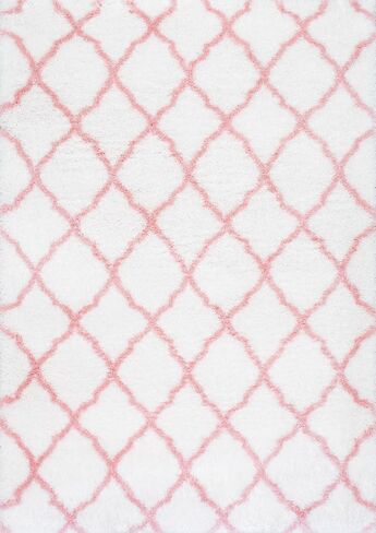 nuLOOM Nelda Trellis Kids Shag Area Rug, 8x10, Baby Pink in Saudi Arabia