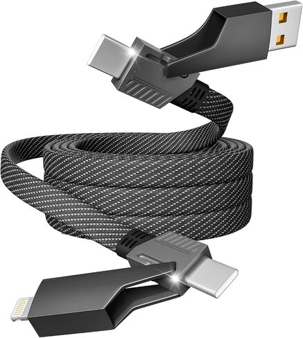Multi Charging Cable,(2 Pack 5FT),Retractable Charging Cable 3 in 1 Charging Cable Universal USB Charging Cord with Type-C, Micro USB,IP Port for Most Cell Phones & Pads-Gray in Saudi Arabia