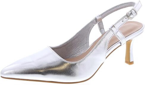 TruFox Women's Pointed Toe Kitten Heel Pumps Slingback Short Heel Slip On in Kuwait
