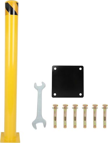 Safety Bollard Post, 36Inx4.5In Steel Bollard Post, Yellow Safety Steel Bollard for Parking Bollard, Roadside Guardrail, Traffic Protection, Environmental Protection, 4 Packs in Saudi Arabia