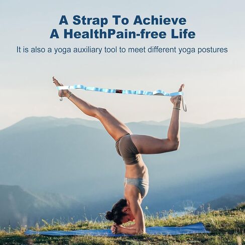 Durable Non-Elastic Stretch Strap for Physical Therapy and Yoga, 10 Loops Stretching Band for Pilates, Flexibility, Exercise - Ideal for Men & Women in Saudi Arabia