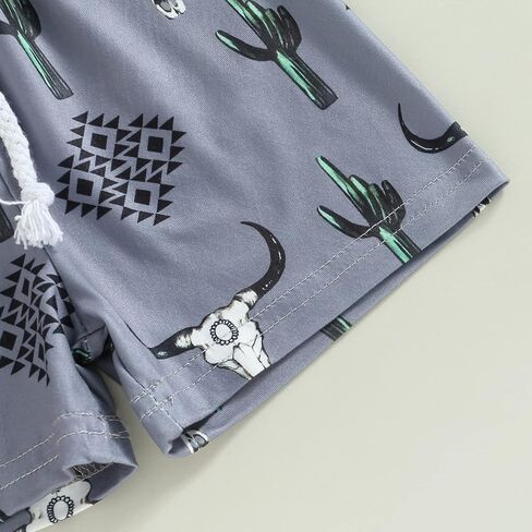 Muasaaluxi Western Baby Boy Summer Clothes Cow Print Short Sleeve T-Shirt Casual Shorts Toddler Boy Outfits 0-3T in Saudi Arabia