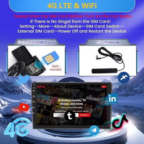 Fuluku[8 Core 4+64GB] ستيريو سيارة مزدوج Din Android 13 مع WiFi، يدعم بطاقة SIM 4G، راديو Android 10.1 بوصة مع Carplay اللاسلكي Android Auto، EQ DSP، GPS، بلوتوث 5.0، AM/FM/RDS، كاميرا احتياطية in Saudi Arabia
