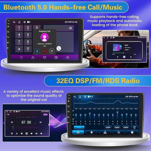Fuluku[8 Core 4+64GB] ستيريو سيارة مزدوج Din Android 13 مع WiFi، يدعم بطاقة SIM 4G، راديو Android 10.1 بوصة مع Carplay اللاسلكي Android Auto، EQ DSP، GPS، بلوتوث 5.0، AM/FM/RDS، كاميرا احتياطية in Saudi Arabia