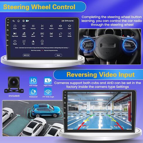 Fuluku[8 Core 4+64GB] ستيريو سيارة مزدوج Din Android 13 مع WiFi، يدعم بطاقة SIM 4G، راديو Android 10.1 بوصة مع Carplay اللاسلكي Android Auto، EQ DSP، GPS، بلوتوث 5.0، AM/FM/RDS، كاميرا احتياطية in Saudi Arabia
