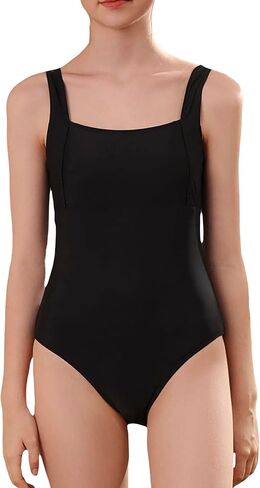 Milumia Girl's Solid One Piece Swimsuit Casual Stretchy Swimwear Bathing Suit in Saudi Arabia