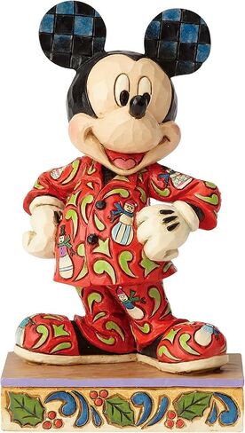Enesco Jim Shore Disney Traditions Mickey in Christmas Pajamas تمثال، 5.125 بوصة، متعدد الألوان in Saudi Arabia