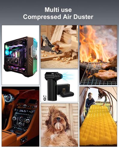 Uzi Electric Air Duster 130000RPM Compressed Jet, 4Gear Adjustable Portable Dry Jet Blower,Can for Computer Keyboard,Outdoors,Car,Home(Aluminum,Ferrous gray) in Saudi Arabia