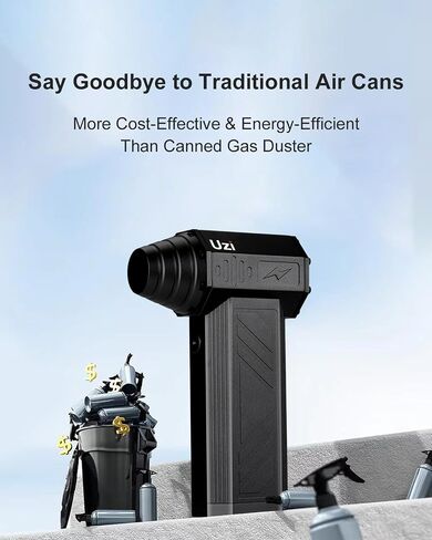 Uzi Electric Air Duster 130000RPM Compressed Jet, 4Gear Adjustable Portable Dry Jet Blower,Can for Computer Keyboard,Outdoors,Car,Home(Aluminum,Ferrous gray) in Saudi Arabia