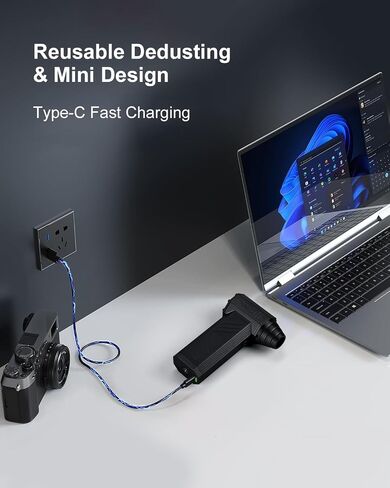 Uzi Electric Air Duster 130000RPM Compressed Jet, 4Gear Adjustable Portable Dry Jet Blower,Can for Computer Keyboard,Outdoors,Car,Home(Aluminum,Ferrous gray) in Saudi Arabia