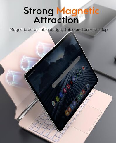 CHESONA iPad Pro 13 inch case 2024 with keyboard, Easy-Set Floating Cantilever Stand, Smart Trackpad, 7 Color Backlit with Battery Digital Display, Magnetic Keyboard Case for iPad Pro 13 (M4), Black in Saudi Arabia