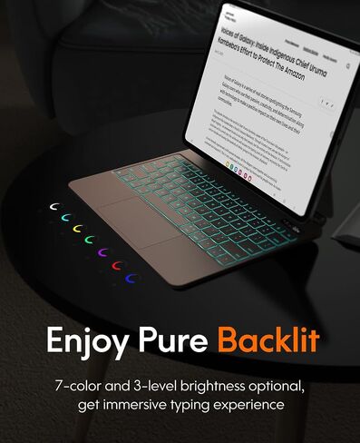 CHESONA iPad Pro 13 inch case 2024 with keyboard, Easy-Set Floating Cantilever Stand, Smart Trackpad, 7 Color Backlit with Battery Digital Display, Magnetic Keyboard Case for iPad Pro 13 (M4), Black in Saudi Arabia