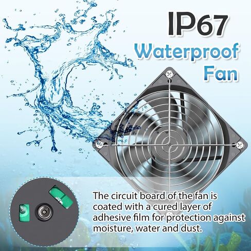 GDSTIME 80mm x 25mm 12V DC Waterproof IP67 Fan Dual Ball Bearing Small Brushless Cooling Fans 2-Pin for RV Fridge Micro Greenhouse AV Cabinets Ventilation in Kuwait