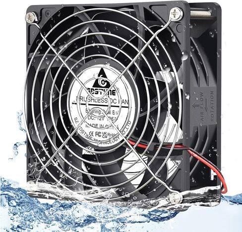 GDSTIME 80mm x 25mm 12V DC Waterproof IP67 Fan Dual Ball Bearing Small Brushless Cooling Fans 2-Pin for RV Fridge Micro Greenhouse AV Cabinets Ventilation in Kuwait