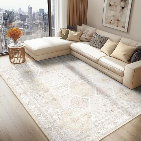 Area Rug 5x7 Bohemian Area Rugs Stain Resistant Washable Boho Rug Vintage Distressed Carpet Rugs Non Slip Low Pile Water Repellent for Living Room Bedroom Pink in Saudi Arabia