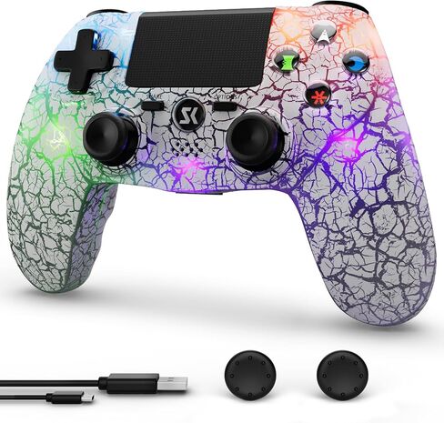 ISHAKO Controller for PS4, Wireless Controller for PlayStation 4/Pro/Slim/PC/Phone, Remote Control with Adjustable RGB Light/1000mAh Battery/6-Axis Motion Sensor/Double Vibration in Saudi Arabia