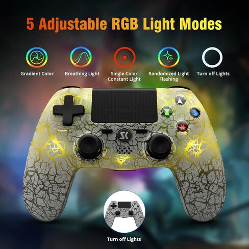 ISHAKO Controller for PS4, Wireless Controller for PlayStation 4/Pro/Slim/PC/Phone, Remote Control with Adjustable RGB Light/1000mAh Battery/6-Axis Motion Sensor/Double Vibration in Saudi Arabia