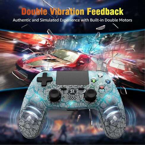 ISHAKO Controller for PS4, Wireless Controller for PlayStation 4/Pro/Slim/PC/Phone, Remote Control with Adjustable RGB Light/1000mAh Battery/6-Axis Motion Sensor/Double Vibration in Saudi Arabia