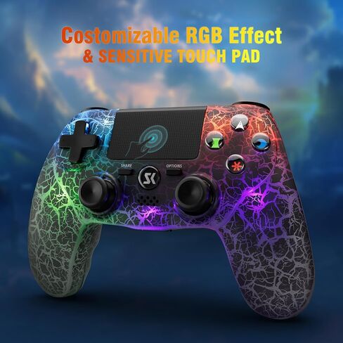 ISHAKO Controller for PS4, Wireless Controller for PlayStation 4/Pro/Slim/PC/Phone, Remote Control with Adjustable RGB Light/1000mAh Battery/6-Axis Motion Sensor/Double Vibration in Saudi Arabia