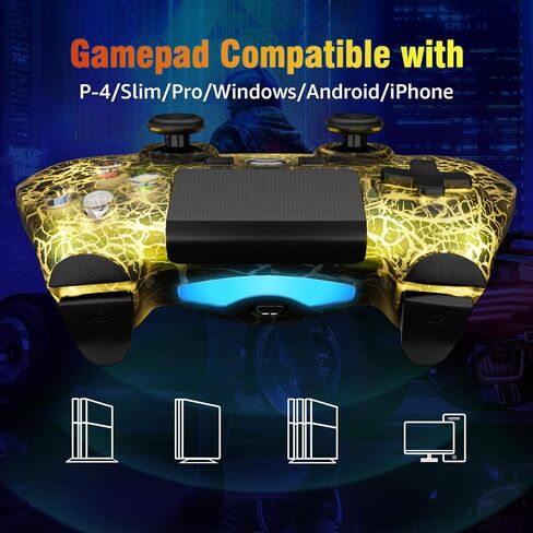 ISHAKO Controller for PS4, Wireless Controller for PlayStation 4/Pro/Slim/PC/Phone, Remote Control with Adjustable RGB Light/1000mAh Battery/6-Axis Motion Sensor/Double Vibration in Saudi Arabia