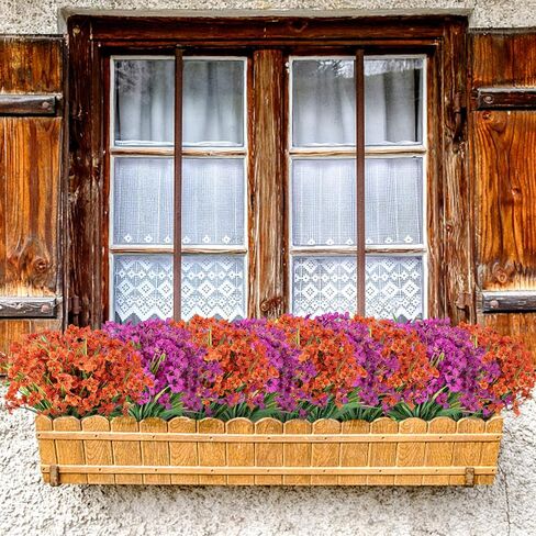 12 Bundles Fall Flowers Artificial for Decoration, Fake Mums Flowers Outdoor UV Resistant, Faux Plastic Flowers for Outdoors Porch Window Garden Box Hanging Pot Autumn Home Decor (Orange) in Saudi Arabia