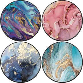 Foldable Cell Phone Stand Holder for Smartphone (4 Pack) - Geometric Rose Gold Marble Heart Floral Flower White