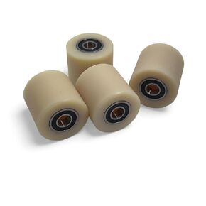 Nylon Pulley 4 pcs 1.5-inch Nylon Roller Wheel with Bearings, CNC Guiding Wheel Flat Belt Idler (1.5in Diameter - 1 in Wide - 3/8 in Bearing)