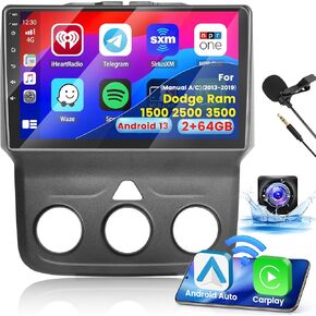 8-Core 4+64G Android 13 Car Stereo for Dodge Ram 1500 2500 3500 2013-2019 Upgrade Radio, 9'' HD Touch Screen with Wireless CarPlay & Android Auto, AHD Backup Camera, Mirror Link, GPS Navi
