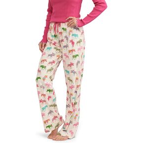 Hatley Little Blue House Women's Jersey Pajama Pants, Patterned Moose, Large