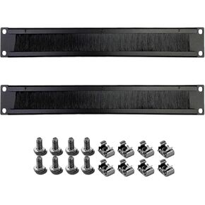 1U Blank Panel, 1U 19 Inch Blank Rack Mount Panel,1U Disassembled Rack Mount Cable Management Panel, 1U Rack Mount Panel Spacer W/Brush for Server Network Rack Enclosure Cabinet Cable (2pcs-Venting)