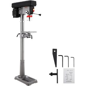 13 in Floor Drill Press, 7.5 Amp 120V, 288-3084 RPM Variable Speed Cast Iron Bench Drill Press, 0-45°Tilting Worktable, Tabletop Drilling Machine for Wood Metal