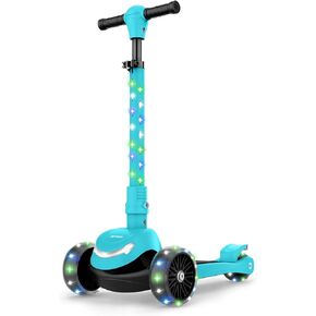 Jetson Bloom Go & Grow Kids 3-Wheel Light-Up Kick Scooter, Lights on Stem & Wheels, Adjustable Height Handlebar, Rear Brake, Easy-Folding Mechanism, Ages 3+, Pink, JBLOOM-PNK