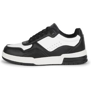 Niluber Women's Fashion Low Top Sneakers - White PU Leather Tennis Shoes-Lace Up Comfortable Casual Waking Shoes