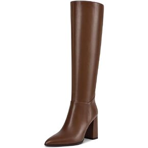 Knee High Boots For Women Block Heeled Boots Thigh High Pointed Toe Booties Side Zipper Long Boots
