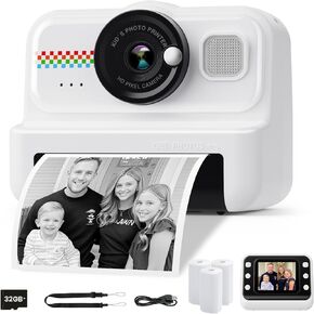 Kids Camera Instant Print, 1080P HD Instant Print Camera for Kids with 3 Rolls Print Paper & 32GB Card, Selfie Digital Camera for Kids, Ideal Kids Toys Gifts for Boys & Girls Age 3-14 (Pink)
