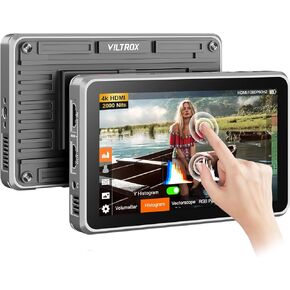 Viltrox DC-X2 6 Inch Portable FHD Camera Field Monitor, 2000nit Touch Screen with Sunshade Hood, 3D LUT, Waveform, Vector Scope, 4K HDMI DSLR Video External Monitor, DC/USB-C/NP-F Battery Power Supply