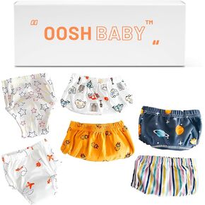 Oosh Baby Training Pants Reusable, Waterproof, Absorbent Potty Training Underwear Fits Toddler Boys and Girls (Medium)