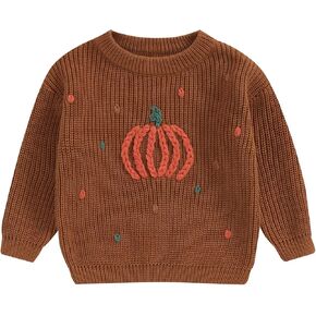 MAYUMMPY Toddler Baby Boy Girl Halloween Sweater Pumpkin Warm Pullover Sweatshirt Knitwear Knitted Fall Winter Clothes