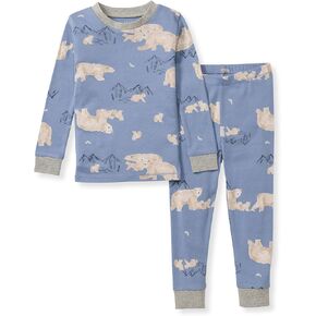 Burt's Bees Baby Baby Boys' Pajamas, Tee and Pant 2-Piece Pj Set, 100% Organic Cotton, Polar Mountain