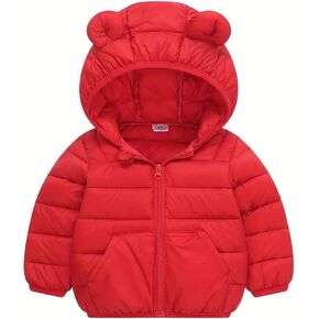 Toddler Winter Coats Puffer Padded Jacket Baby Boys Girls Bear Hoods Down Jacket Light Weight Infant Outerwear