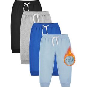 Resinta Baby and Toddler Boys Cotton Active Fleece Jogger Sweatpants Pull on Fleece Pants with Pockets Drawstring for Winter