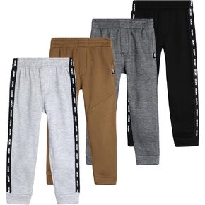DKNY Boys' Sweatpants - 4 Pack Active Performance Fleece Pull On Jogger Pants - Toddler and Little Boys Athletic Pants (2T-7)