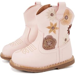 BMCiTYBM Baby Cowboy Cowgirl Boots Infant Western Shoes Boys Girls Round Toe Boots All Seasons 6-24 Months